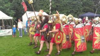 Roman Reenactment at the Amphitheatre in Caerleon Marching In [upl. by Launame283]