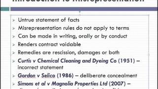 Misrepresentation Lecture 1 of 4 [upl. by Vlada259]